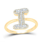 10K Yellow Gold Diamond Fashion Initial "I" Women's Ring 1/4 Cttw - Splendid Jewellery