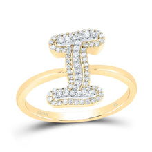 Load image into Gallery viewer, 10K Yellow Gold Diamond Fashion Initial "I" Women's Ring 1/4 Cttw - Splendid Jewellery