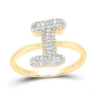 10K Yellow Gold Diamond Fashion Initial "I" Women's Ring 1/4 Cttw - Splendid Jewellery