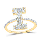 10K Yellow Gold Diamond Fashion Initial "I" Women's Ring 3/8 Cttw - Splendid Jewellery
