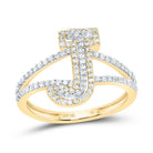 10K Yellow Gold Diamond Fashion Initial "J" Women's Ring 1/2 Cttw - Splendid Jewellery