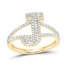 Load image into Gallery viewer, 10K Yellow Gold Diamond Fashion Initial "J" Women's Ring 1/2 Cttw - Splendid Jewellery