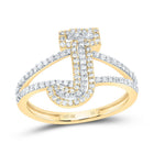 10K Yellow Gold Diamond Fashion Initial "J" Women's Ring 1/2 Cttw - Splendid Jewellery