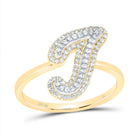 10K Yellow Gold Diamond Fashion Initial "J" Women's Ring 1/4 Cttw - Splendid Jewellery