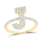 10K Yellow Gold Diamond Fashion Initial "J" Women's Ring 3/8 Cttw - Splendid Jewellery