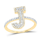 10K Yellow Gold Diamond Fashion Initial "J" Women's Ring 3/8 Cttw - Splendid Jewellery