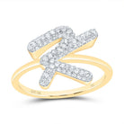 10K Yellow Gold Diamond Fashion Initial "K" Ring 3/8 Cttw - Splendid Jewellery
