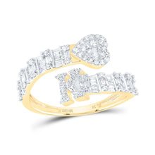 Load image into Gallery viewer, 10K Yellow Gold Diamond Fashion Initial "K" Women's Heart Cuff Ring 5/8 Cttw - Splendid Jewellery