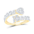 10K Yellow Gold Diamond Fashion Initial "K" Women's Heart Cuff Ring 5/8 Cttw - Splendid Jewellery