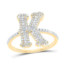 Load image into Gallery viewer, 10K Yellow Gold Diamond Fashion Initial "K" Women's Ring 1/2 Cttw - Splendid Jewellery