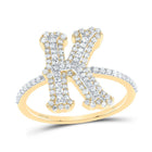 10K Yellow Gold Diamond Fashion Initial "K" Women's Ring 1/2 Cttw - Splendid Jewellery