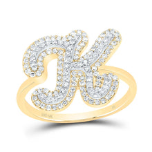 Load image into Gallery viewer, 10K Yellow Gold Diamond Fashion Initial "K" Women's Ring 3/8 Cttw - Splendid Jewellery