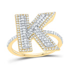 10K Yellow Gold Diamond Fashion Initial "K" Women's Ring 5/8 Cttw - Splendid Jewellery