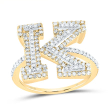 Load image into Gallery viewer, 10K Yellow Gold Diamond Fashion Initial "K" Women's Ring 5/8 Cttw - Splendid Jewellery