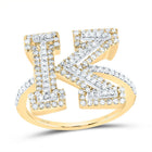 10K Yellow Gold Diamond Fashion Initial "K" Women's Ring 5/8 Cttw - Splendid Jewellery