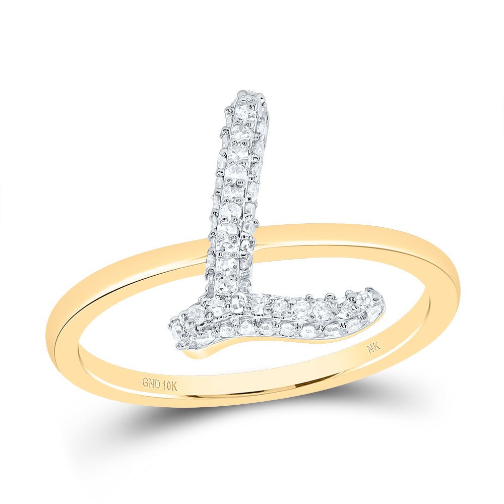 10K Yellow Gold Diamond Fashion Initial "L" Ring 1/5 Cttw - Splendid Jewellery