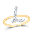 10K Yellow Gold Diamond Fashion Initial "L" Ring 1/5 Cttw - Splendid Jewellery