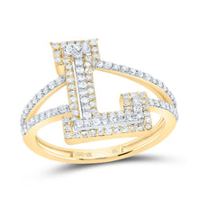 Load image into Gallery viewer, 10K Yellow Gold Diamond Fashion Initial "L" Women's Ring 1/2 Cttw - Splendid Jewellery
