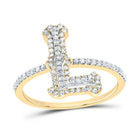 10K Yellow Gold Diamond Fashion Initial "L" Women's Ring 1/3 Cttw - Splendid Jewellery
