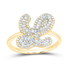 10K Yellow Gold Diamond Fashion Initial "L" Women's Ring 3/8 Cttw - Splendid Jewellery