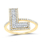 10K Yellow Gold Diamond Fashion Initial "L" Women's Ring 3/8 Cttw - Splendid Jewellery