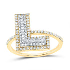 10K Yellow Gold Diamond Fashion Initial "L" Women's Ring 3/8 Cttw - Splendid Jewellery