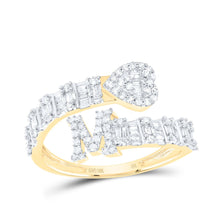 Load image into Gallery viewer, 10K Yellow Gold Diamond Fashion Initial "M" Women's Heart Cuff Ring 5/8 Cttw - Splendid Jewellery