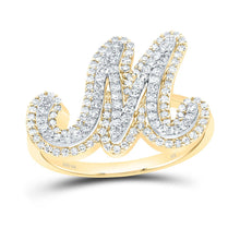 Load image into Gallery viewer, 10K Yellow Gold Diamond Fashion Initial "M" Women's Ring 1/2 Cttw - Splendid Jewellery