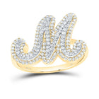 10K Yellow Gold Diamond Fashion Initial "M" Women's Ring 1/2 Cttw - Splendid Jewellery