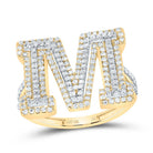 10K Yellow Gold Diamond Fashion Initial "M" Women's Ring 3/4 Cttw - Splendid Jewellery