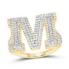 Load image into Gallery viewer, 10K Yellow Gold Diamond Fashion Initial "M" Women's Ring 3/4 Cttw - Splendid Jewellery