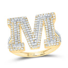 10K Yellow Gold Diamond Fashion Initial "M" Women's Ring 3/4 Cttw - Splendid Jewellery