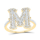 10K Yellow Gold Diamond Fashion Initial "M" Women's Ring 5/8 Cttw - Splendid Jewellery