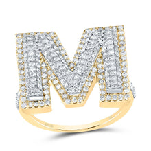 Load image into Gallery viewer, 10K Yellow Gold Diamond Fashion Initial "M" Women's Ring 7/8 Cttw - Splendid Jewellery