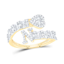 Load image into Gallery viewer, 10K Yellow Gold Diamond Fashion Initial "N" Women's Heart Cuff Ring 5/8 Cttw - Splendid Jewellery