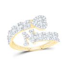 10K Yellow Gold Diamond Fashion Initial "N" Women's Heart Cuff Ring 5/8 Cttw - Splendid Jewellery