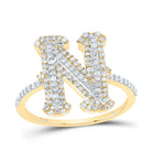 10K Yellow Gold Diamond Fashion Initial "N" Women's Ring 1/2 Cttw - Splendid Jewellery