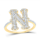 10K Yellow Gold Diamond Fashion Initial "N" Women's Ring 1/2 Cttw - Splendid Jewellery