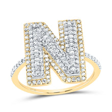 Load image into Gallery viewer, 10K Yellow Gold Diamond Fashion Initial "N" Women's Ring 5/8 Cttw - Splendid Jewellery