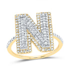 10K Yellow Gold Diamond Fashion Initial "N" Women's Ring 5/8 Cttw - Splendid Jewellery