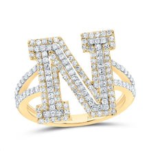 Load image into Gallery viewer, 10K Yellow Gold Diamond Fashion Initial "N" Women's Ring 5/8 Cttw - Splendid Jewellery