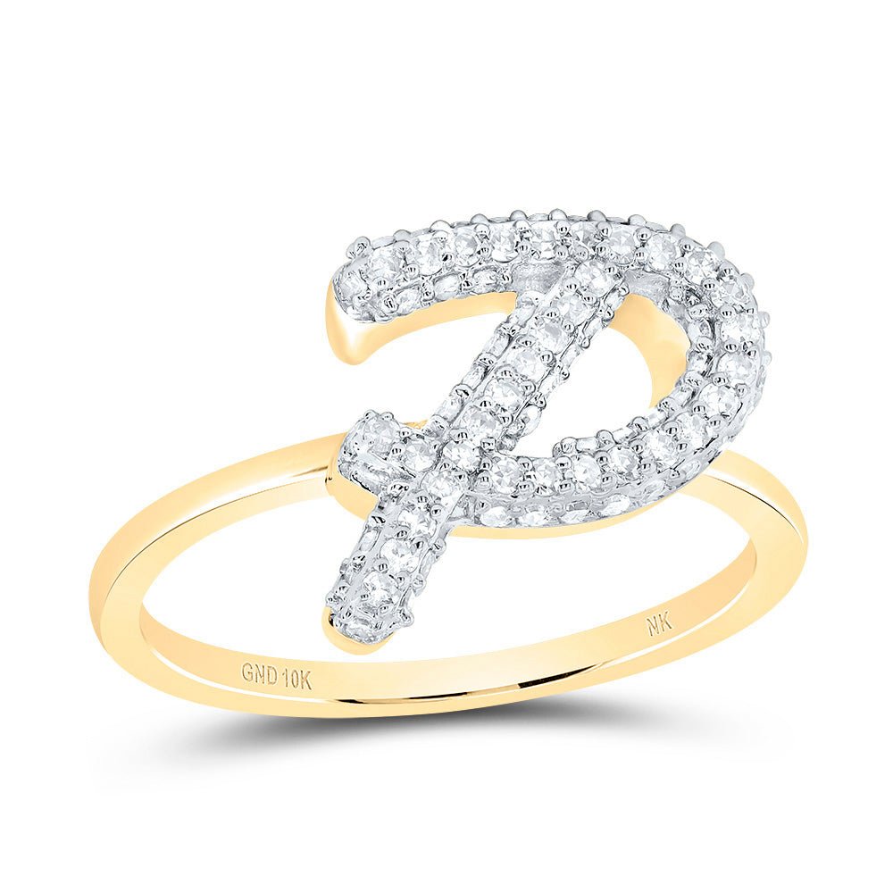 10K Yellow Gold Diamond Fashion Initial "P" Ring 3/8 Cttw - Splendid Jewellery
