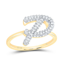 Load image into Gallery viewer, 10K Yellow Gold Diamond Fashion Initial "P" Ring 3/8 Cttw - Splendid Jewellery