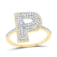 Load image into Gallery viewer, 10K Yellow Gold Diamond Fashion Initial "P" Women's Ring 1/2 Cttw - Splendid Jewellery
