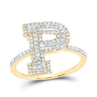 10K Yellow Gold Diamond Fashion Initial "P" Women's Ring 1/2 Cttw - Splendid Jewellery