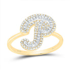 10K Yellow Gold Diamond Fashion Initial "P" Women's Ring 1/3 Cttw - Splendid Jewellery