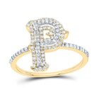 10K Yellow Gold Diamond Fashion Initial "P" Women's Ring 3/8 Cttw - Splendid Jewellery
