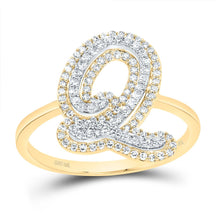 Load image into Gallery viewer, 10K Yellow Gold Diamond Fashion Initial "Q" Women's Ring 3/8 Cttw - Splendid Jewellery