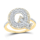 10K Yellow Gold Diamond Fashion Initial "Q" Women's Ring 5/8 Cttw - Splendid Jewellery