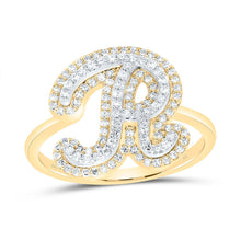 Load image into Gallery viewer, 10K Yellow Gold Diamond Fashion Initial "R" Women's Ring 3/8 Cttw - Splendid Jewellery